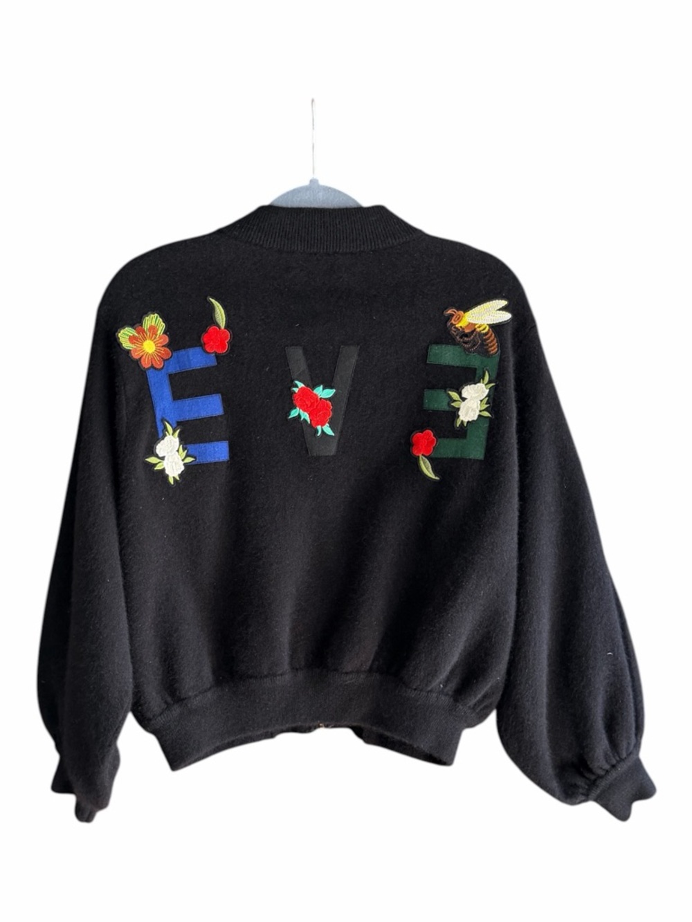 UNO SCHIANTO Mink Cashmere Patchwork Bomber Sweater Cardigan Korean M-L